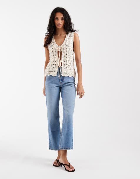 ASOS DESIGN – Niebieskie elastyczne jeansy z prostymi nogawkami do kostek - view 1