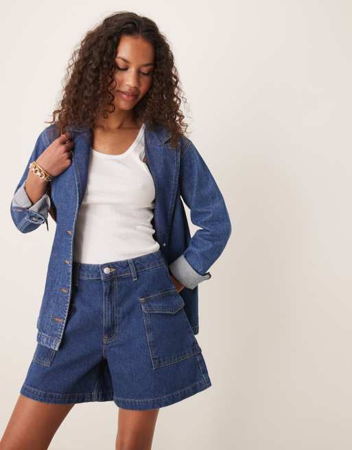 ASOS DESIGN – Niebieskie jeansowe szorty dad fit z kieszeniami, 3 z 5