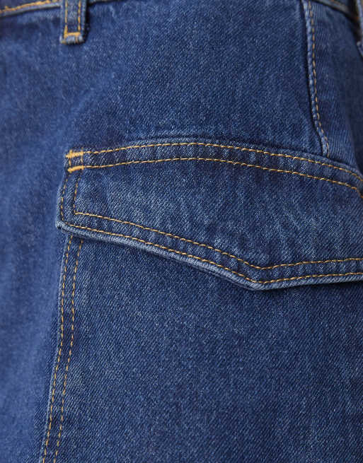 ASOS DESIGN – Niebieskie jeansowe szorty dad fit z kieszeniami, 5 z 5