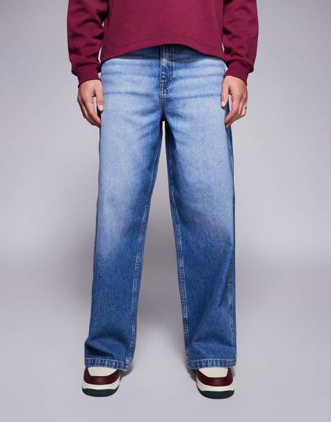 ASOS DESIGN loose jeans in mid wash blue