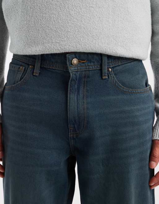 ASOS DESIGN – Niebieskie jeansy o prostym kroju z efektem overdye, 4 z 5