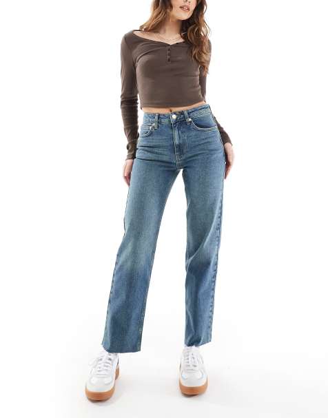 ASOS DESIGN ankle grazer comfort stretch straight leg jeans in vintage wash 