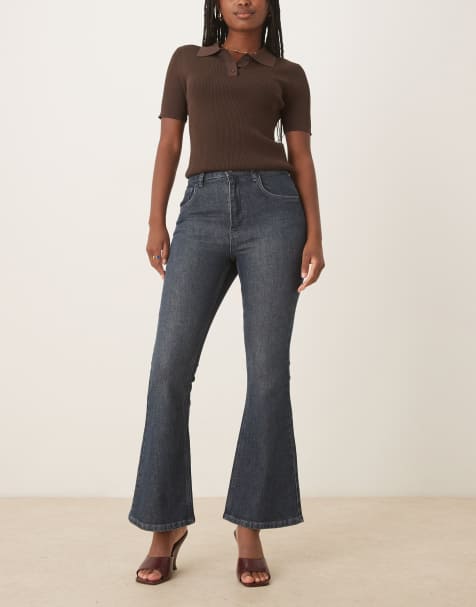 ASOS DESIGN cropped kick flare jean in vintage wash