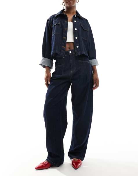 ASOS DESIGN – Niebieskie jeansy z wysokim stanem, baryłkowatymi nogawkami i zakładkami - view 1