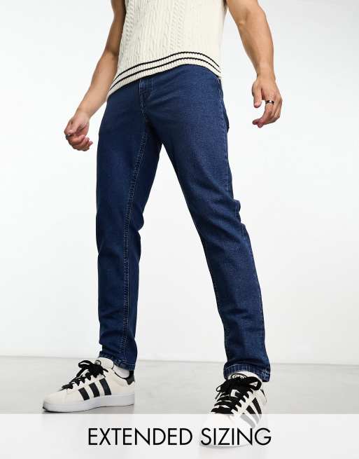 ASOS DESIGN - Niebieskie jeansy ze spranego denimu ze stretchem w stylu retro o fasonie ze zwężanymi nogawkami 