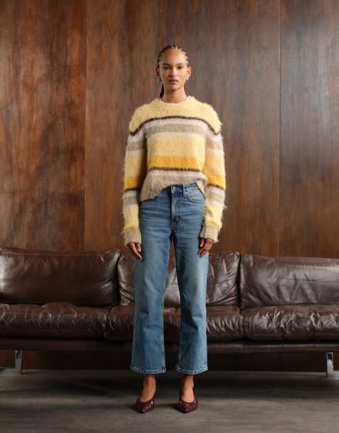 ASOS DESIGN ankle grazer comfort stretch straight leg jeans in mid blue 
