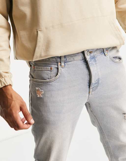 ASOS DESIGN – Niebieskie jeansy ze stretchem, z rozdarciami, 4 z 4