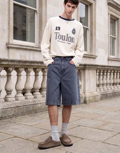 ASOS DESIGN – Niebieskie jortsy jeansowe o luźnym kroju - view 1