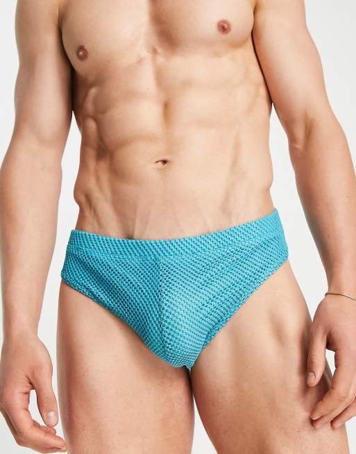 ASOS DESIGN – Niebieskie kąpielówki z siateczki