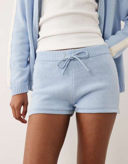 ASOS DESIGN – Zestaw z dzianiny w niebieskie paski: krótka kurtka dresowa i szorty, 3 z 3
