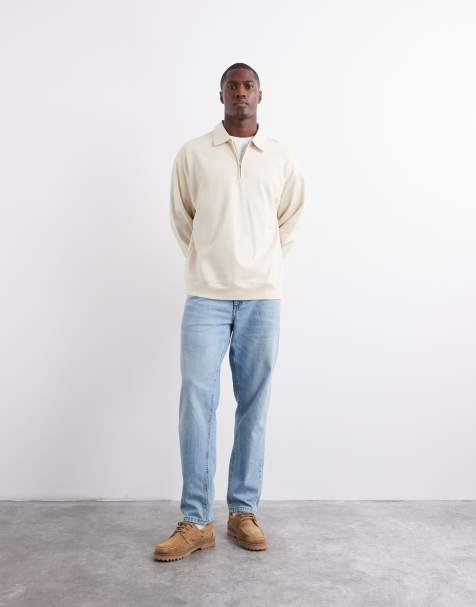 ASOS DESIGN tapered jeans in light wash blue