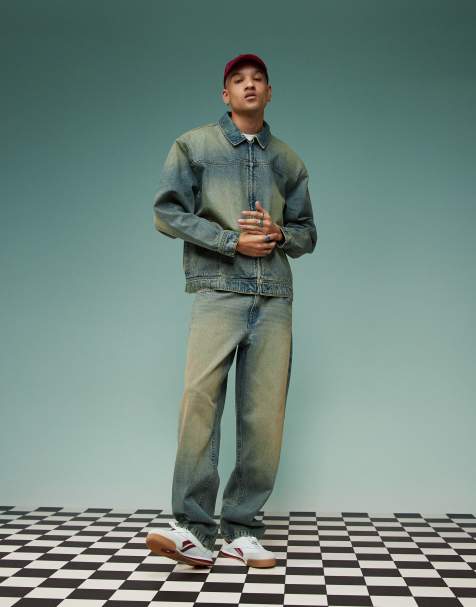ASOS DESIGN – Niebieskie luźne jeansy z efektem przebarwienia - view 1