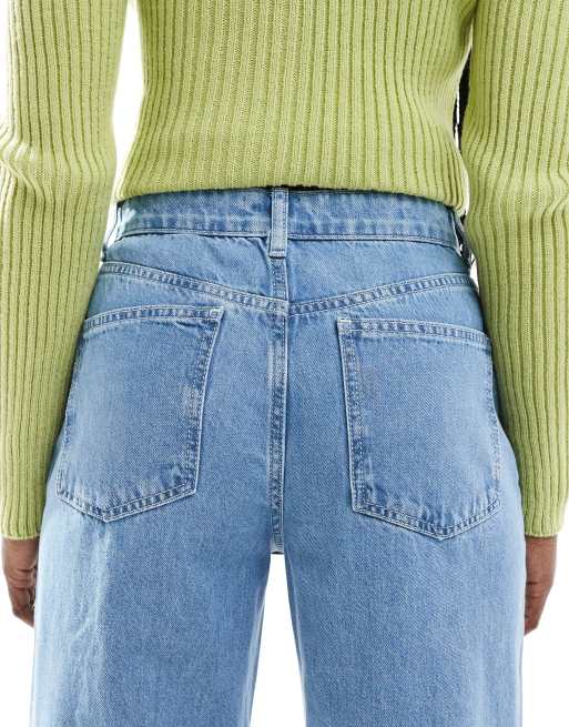 ASOS DESIGN – Niebieskie miękkie jeansy z szerokimi nogawkami, 4 z 5