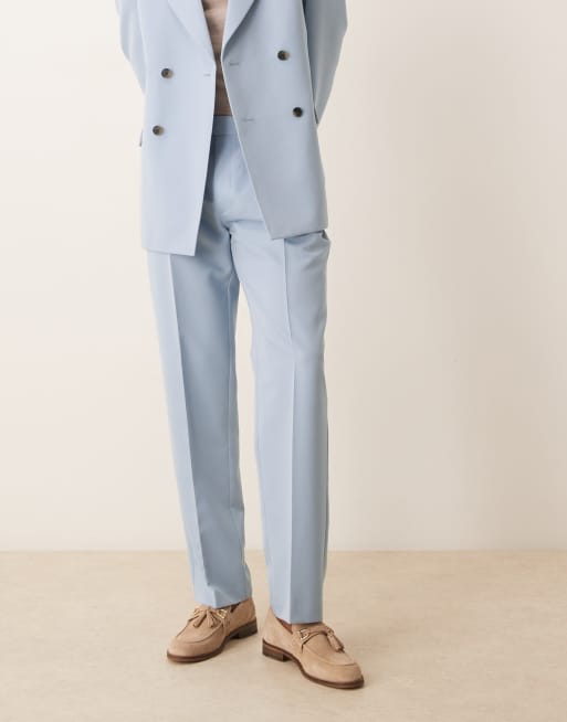 ASOS DESIGN – Niebieskie spodnie garniturowe o prostym kroju, 2 z 5