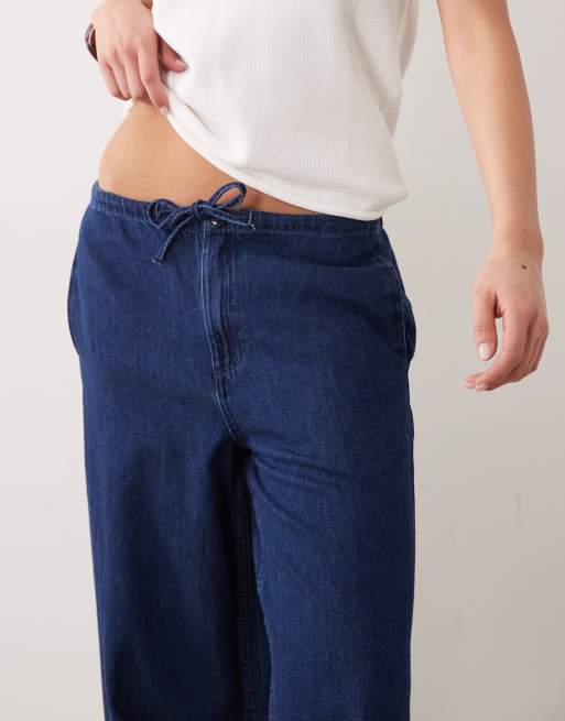 ASOS DESIGN – Niebieskie spodnie spadochronowe z miękkiego denimu, 4 z 5