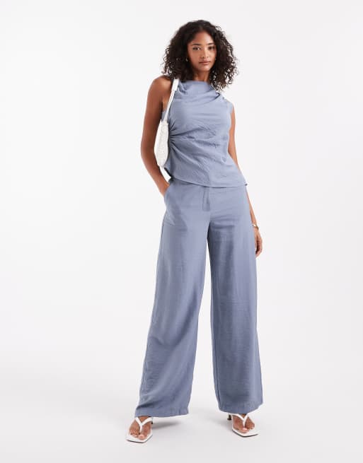 ASOS DESIGN – Niebieskie spodnie z prostymi nogawkami o luźnym kroju, część zestawu