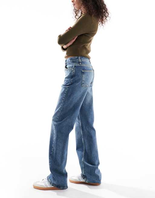 ASOS DESIGN – Niebieskie sprane elastyczne jeansy z prostymi nogawkami, 2 z 5