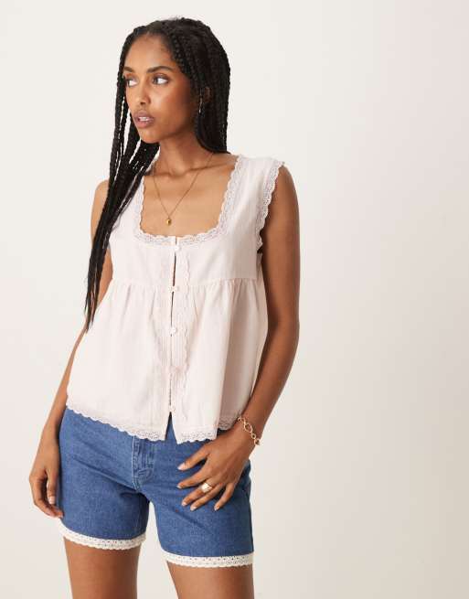 ASOS DESIGN – Niebieskie szorty dad fit z wykończeniem z haftem angielskim, część zestawu