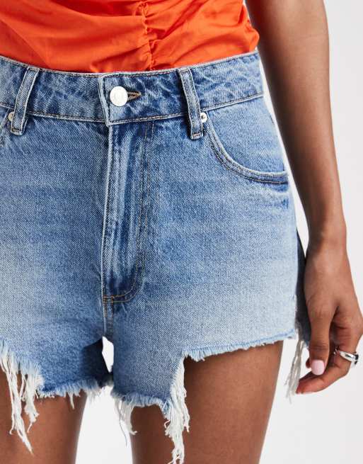 ASOS DESIGN – Niebieskie szorty jeansowe z postrzępionym dołem, 4 z 5