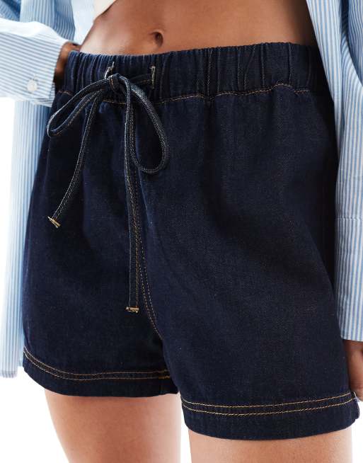 ASOS DESIGN – Niebieskie wciągane szorty jeansowe w stylu joggersów, 5 z 5