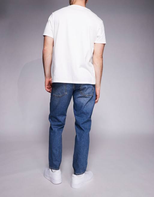 ASOS DESIGN – Niebieskie zwężane jeansy z efektem przebarwienia, 3 z 5