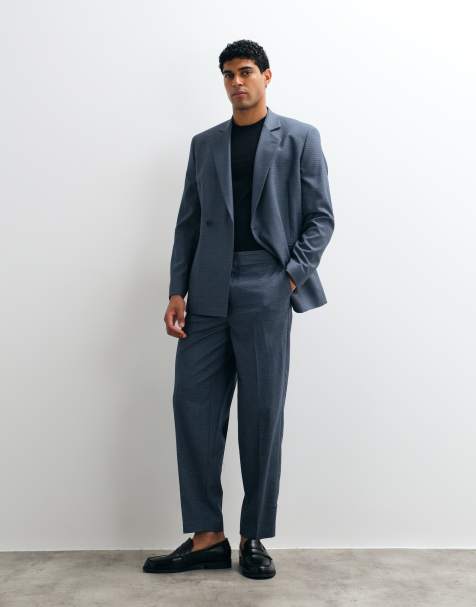 ASOS DESIGN – Niebieskie zwężane spodnie garniturowe oversize w kratkę - view 1