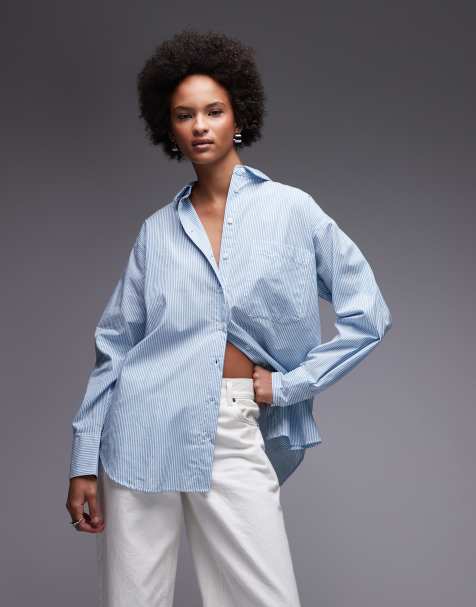 ASOS DESIGN – Niebiesko-biała koszula oversize w paski - view 1
