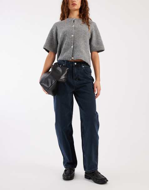 ASOS DESIGN – Niebieskoczarne dopasowane jeansy barrel - view 1