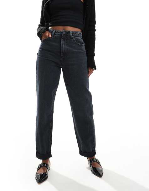 ASOS DESIGN – Niebieskoczarne luźne mom jeans z wysokim stanem - view 1