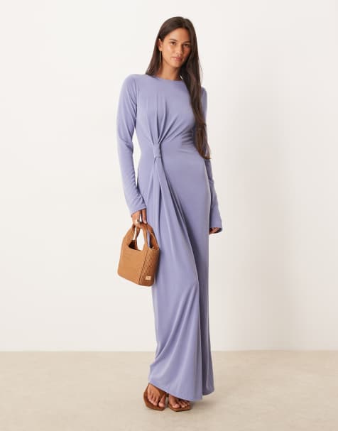 ASOS DESIGN – Niebieskofioletowa sukienka maxi z ozdobnym skręceniem - view 1