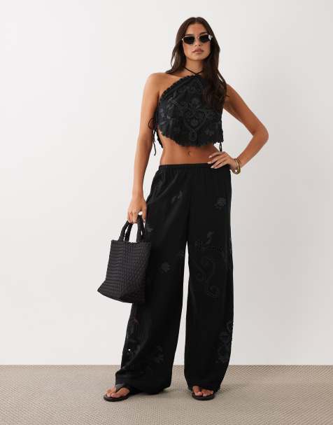 ASOS DESIGN – Nienna Beach – Bestickte Hose - view 1