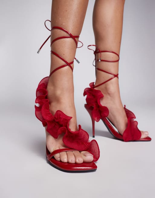 Asos red heeled sandals on sale