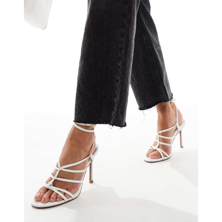 White strappy 3 inch heels hotsell