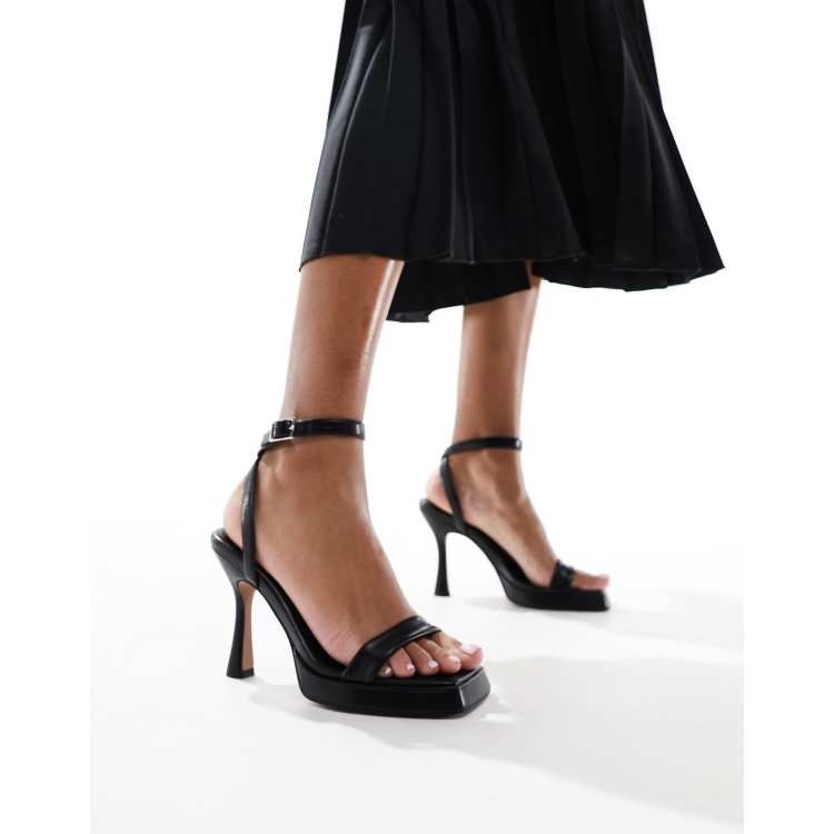 ASOS DESIGN Nightlife slim platform high heeled sandals in black