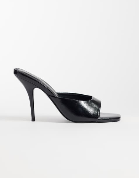 ASOS DESIGN Nighty high heeled mules in black - view 1