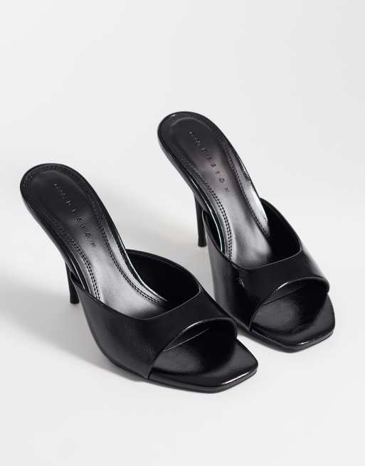 ASOS DESIGN Nighty high heeled mules in black , 2 of 4