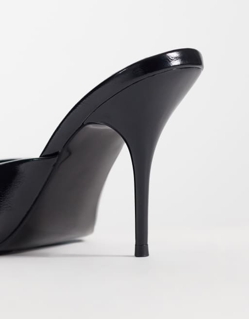 ASOS DESIGN Nighty high heeled mules in black , 4 of 4