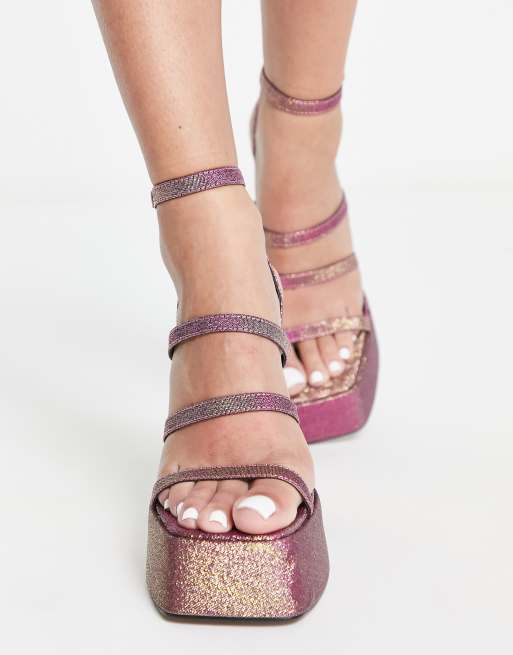 Asos pink heeled sandals best sale