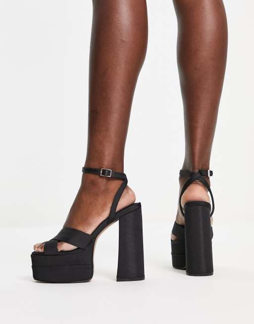 ASOS DESIGN – Nika – Czarne sandały na platformie z obcasem , 2 z 4