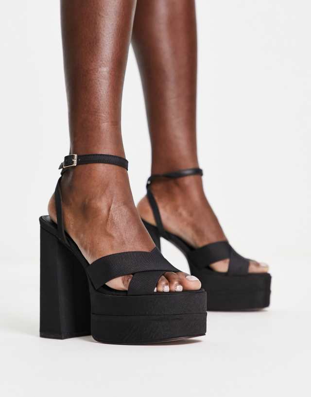 ASOS DESIGN Nika platform heeled sandals in black