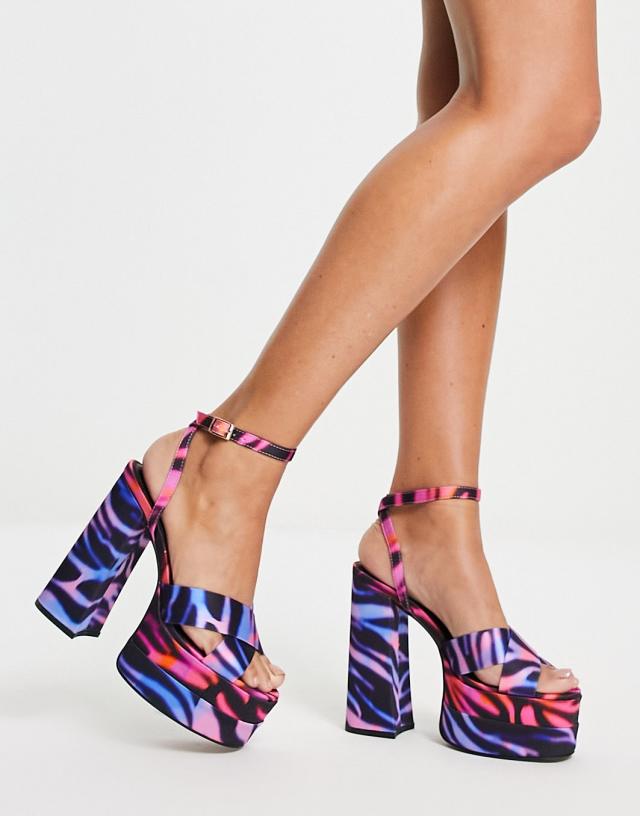 ASOS DESIGN Nika platform heeled sandals in multi