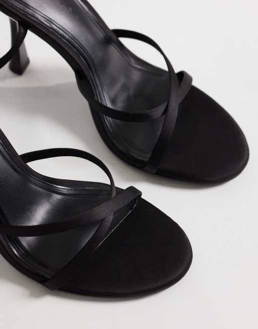 ASOS DESIGN Nikki cross over detail barely there high heel sandals in black suedette, 3 of 4