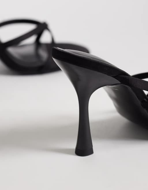 ASOS DESIGN Nikki cross over detail barely there high heel sandals in black suedette, 4 of 4