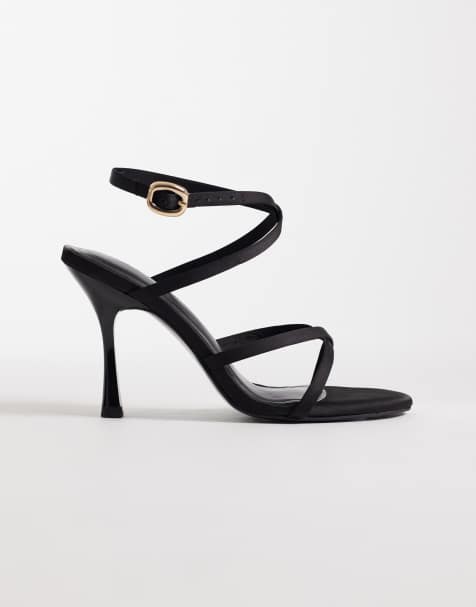 ASOS DESIGN - Nikki - Sandali minimal con tacco alto e incrocio in camoscio nero - view 1