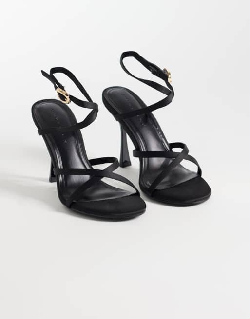 ASOS DESIGN - Nikki - Sandali minimal con tacco alto e incrocio in camoscio nero, 2 di 4
