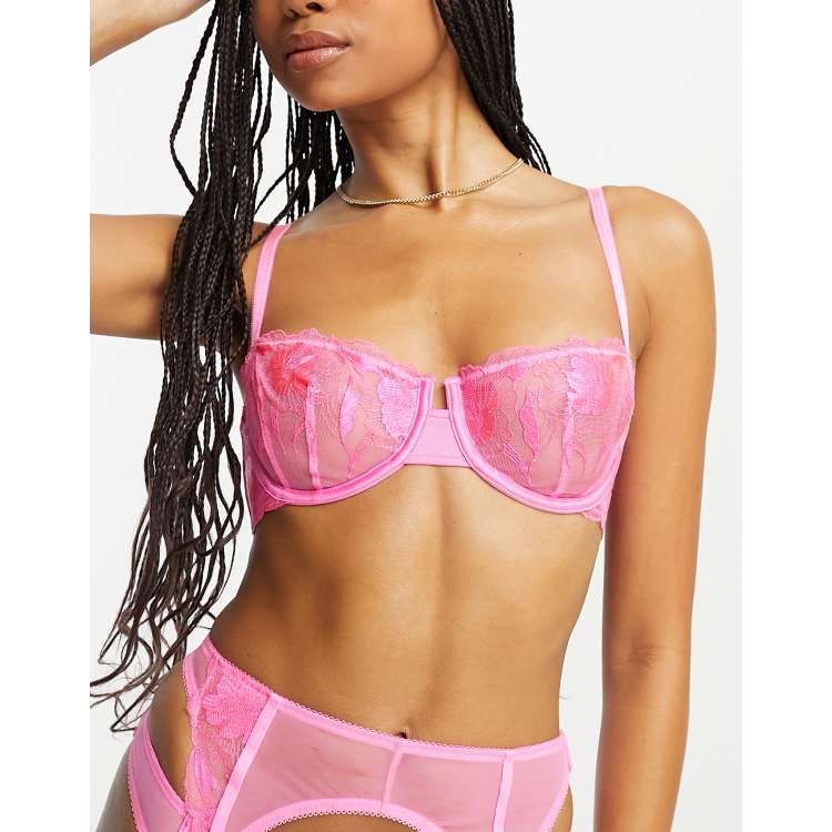 Reggiseno rosa pizzo trasparente morbido