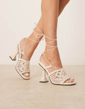 ASOS DESIGN Nikita knotted platform heeled sandals in gold