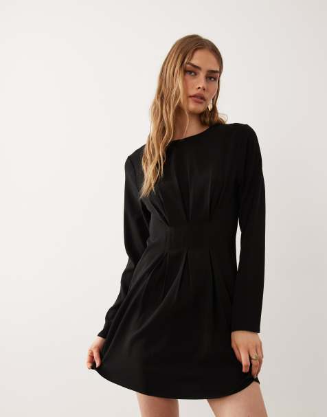 trapeze mini dress Alani Bow Trapeze Mini Dress: Black