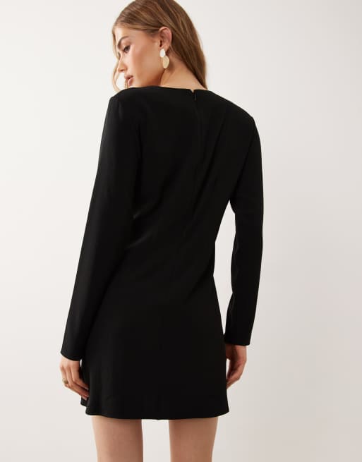 ASOS DESIGN nipped in waist long sleeve mini dress in black
