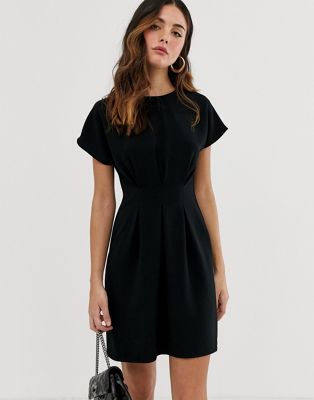 ASOS DESIGN nipped in waist mini dress in black | ASOS